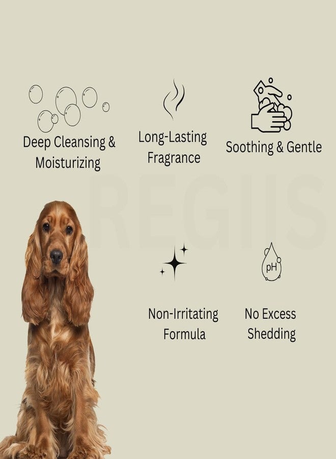 مجموعة شامبو ريجيس للحيوانات الأليفة مع فرشاة تنظيف، 200 مل، غسول شامل، مزيل للشعر المتساقط، تركيبة لتخفيف الحكة للكلاب، يحتوي على الكيراتين وفيتامين أ والصبار وزيت عشبة الليمون (عبوة من 4 قطع) - Image 5